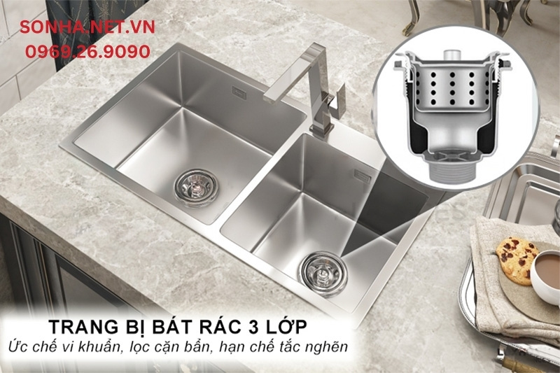 B&aacute;t r&aacute;c 3 lớp ức chế hiệu quả sinh trưởng của vi khuẩn, lọc cặn, hạn chế tắc nghẽn