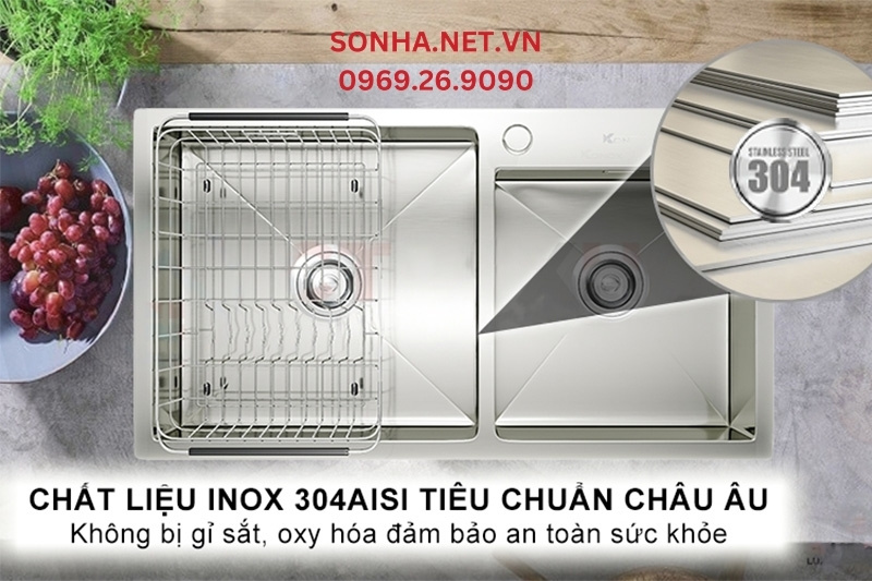 Chất liệu inox 304 ti&ecirc;u chuẩn ch&acirc;u &Acirc;u