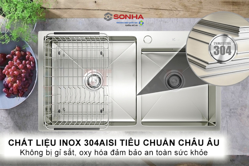 Chất liệu inox 304 tiêu chuẩn châu Âu