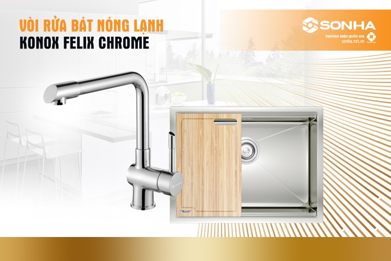 Vòi rửa bát Konox nóng lạnh Felix Chrome