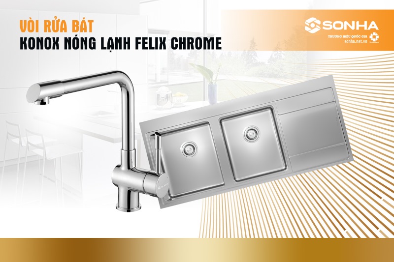 Vòi rửa bát Konox nóng lạnh Felix Chrome