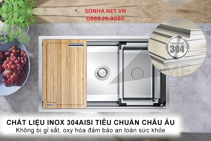 Chất liệu inox 304AISI ti&ecirc;u chuẩn ch&acirc;u &Acirc;u an to&agrave;n cho sức khỏe