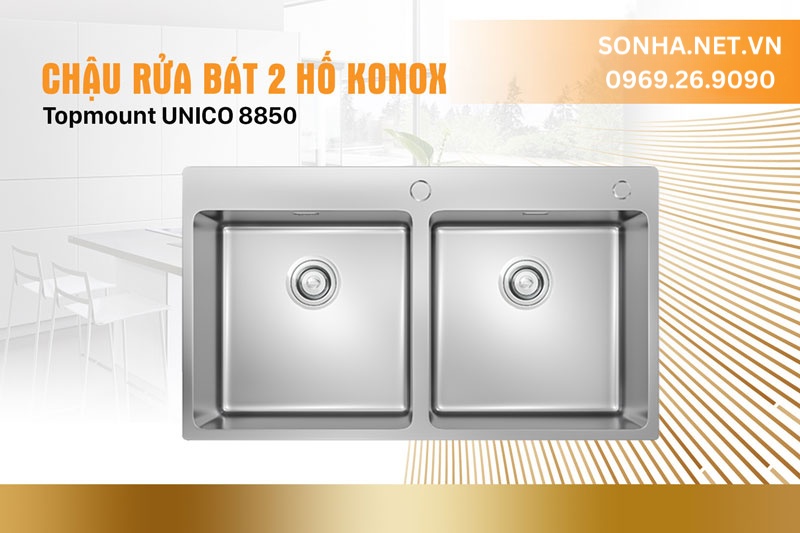 Chậu Konox 8850 Topmount Unico thiết kế thông minh, tiện ích