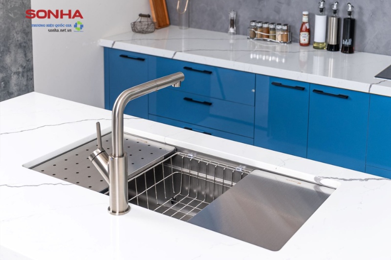 Hình ảnh thực tế chậu rửa bát 1 hố Konox KN8644SU Dekor