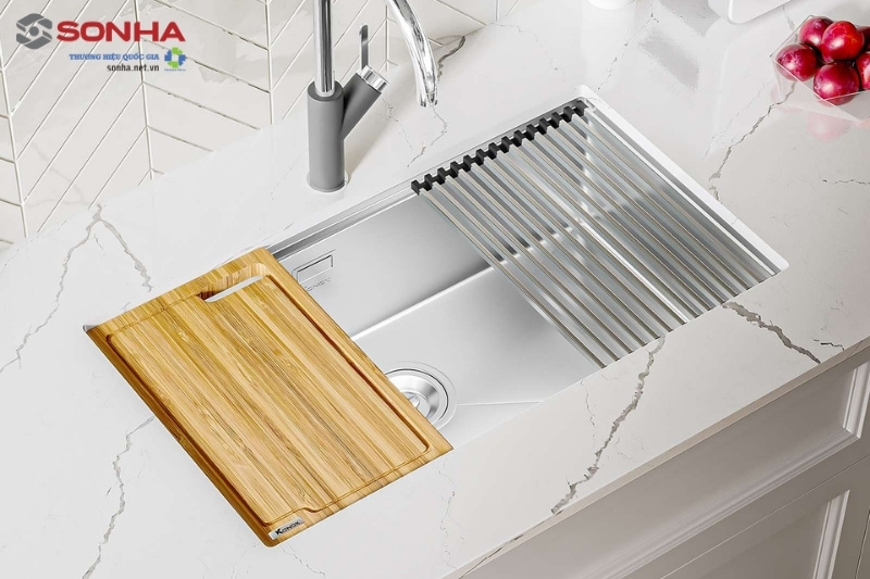 Hình ảnh thực tế của chậu rửa bát inox 1 hố Konox KN8046SU