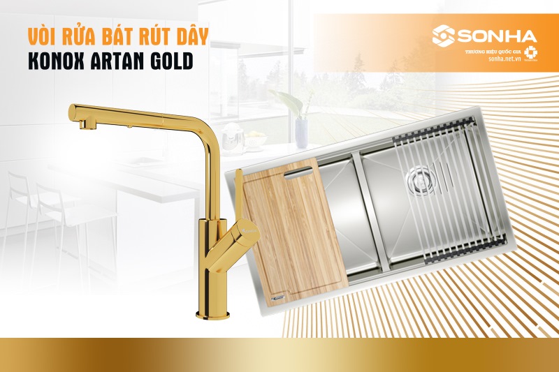 Vòi rửa bát rút dây Artan Gold