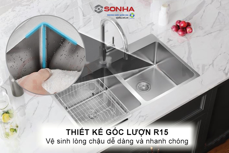 Góc lượn R15 siêu mượt dễ dàng vệ sinh