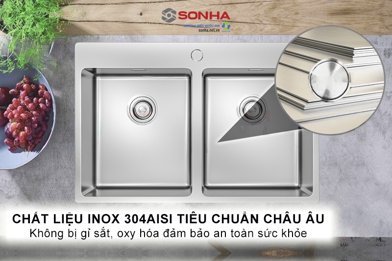 Chất liệu Inox 304 AISI cao cấp bảo vệ sức khỏe tối ưu