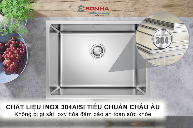 Chất liệu inox 304AISI tiêu chuẩn châu Âu an toàn cho sức khỏe