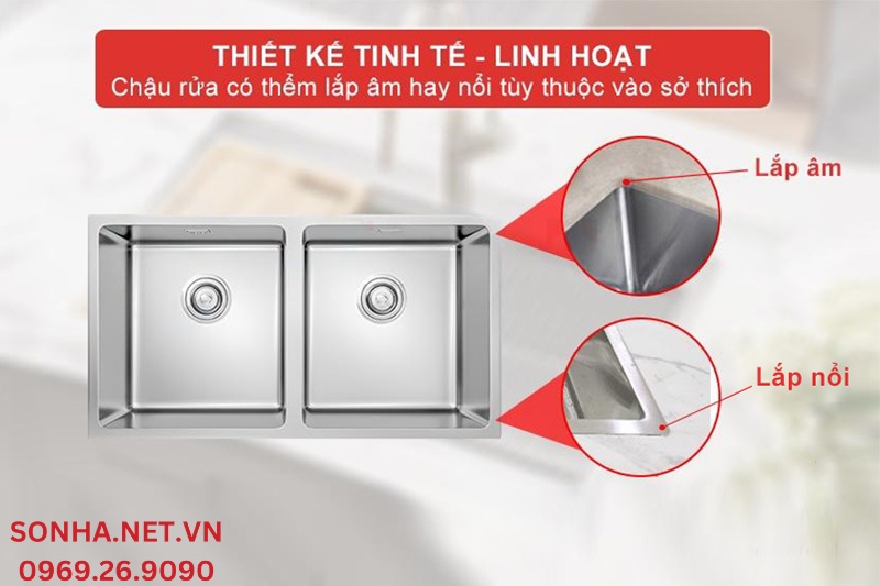 Thiết kế sang trọng tinh tế, lắp đặt linh hoạt phù hợp mọi không gian bếp