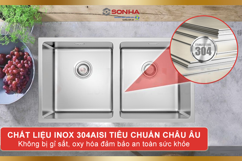 An toàn sức khỏe với chất liệu inox 304 AISI tiêu chuẩn châu Âu