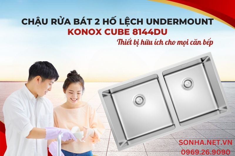 Siêu phẩm chậu rửa bát 2 hố Konox Cube 8144DU