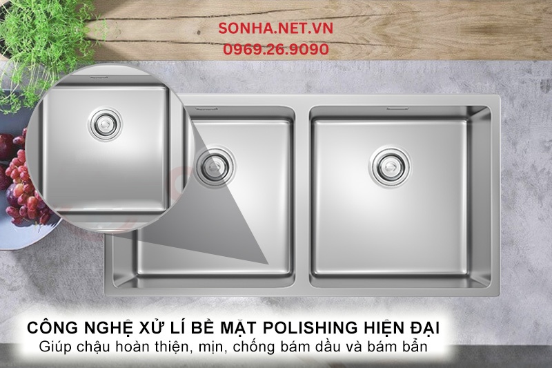 Bề mặt chống bám dầu, sáng bóng nổi bật nhờ công nghệ Polishing