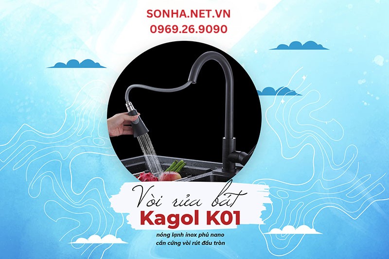 Vòi Kagol K01 thiết kế hiện đại, tiện ích đa năng