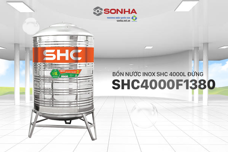 Bồn nước Inox SHC 4000L đứng - SHC4000F1380 Chính Hãng Sơn Hà