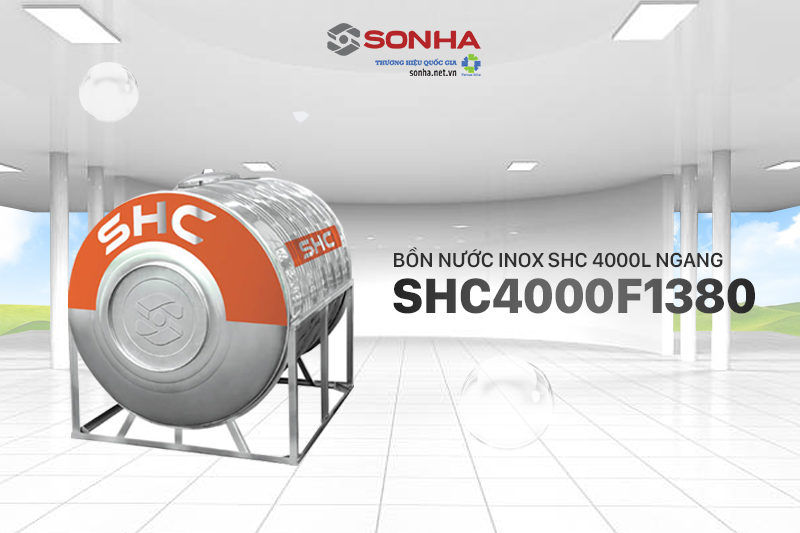 Bồn nước Inox SHC 4000L Ngang - SHC4000F1380 chính hãng Sơn Hà