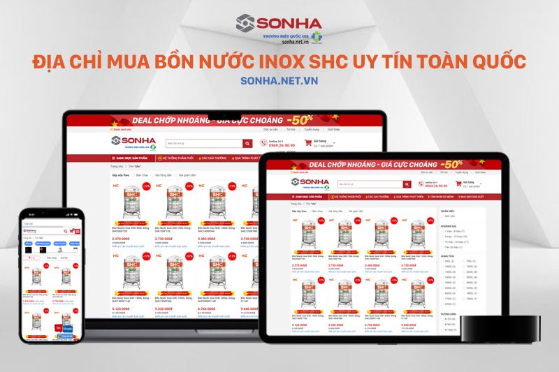 Đại lý Sơn Hà địa chỉ mua bồn nước Inox SHC chính hãng trên toàn quốc