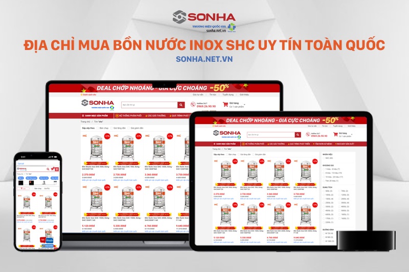 Địa chỉ mua bồn nước Inox SHC uy tín toàn quốc Sonha.net.vn