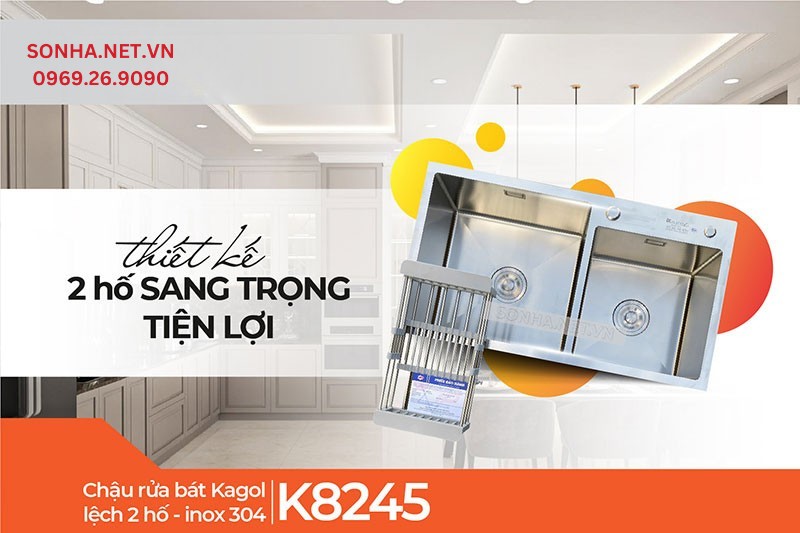 Chậu Kagol K8245-304 thiết kế hiện đại, sang trọng