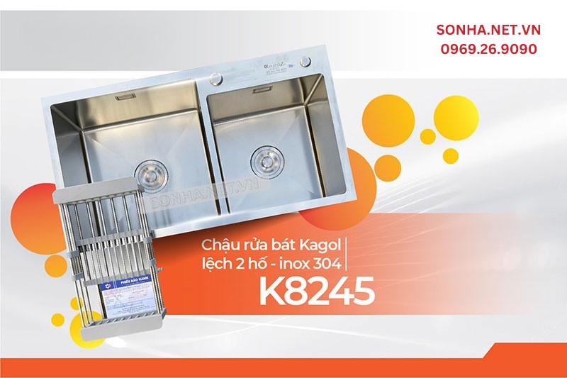 Chậu rửa bát Kagol K8245-304 tiện ích, hiện đại