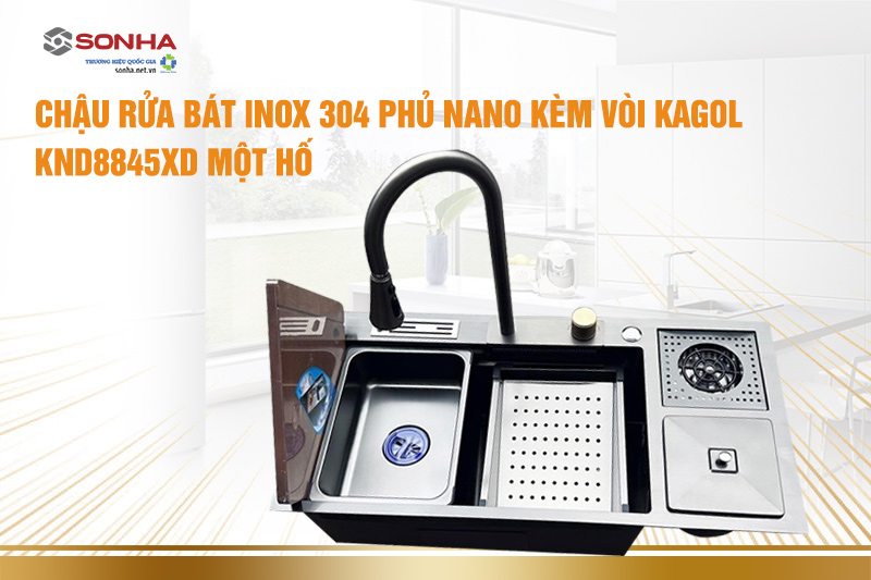 Chậu rửa bát inox 304 phủ nano kèm vòi KAGOL 