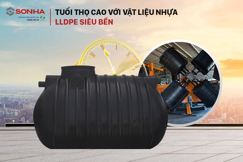 Bồn tự hoại Sơn Hà Septic 1000L làm từ vật liệu LLDPE siêu bền