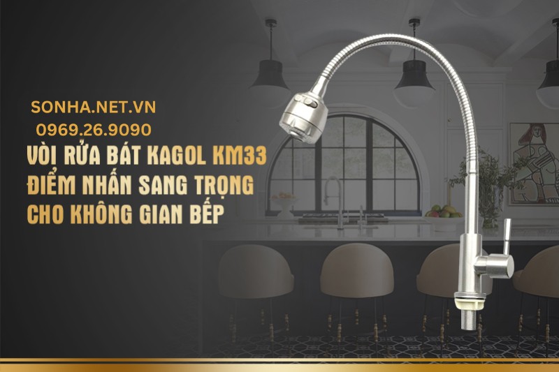 Vòi rửa bát Kagol KM33 inox cần mềm một đường nước