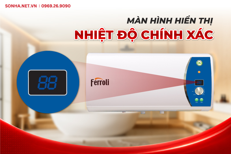 B&igrave;nh nước n&oacute;ng VERDI AE 30L với m&agrave;n h&igrave;nh hiển thị nhiệt độ ch&iacute;nh x&aacute;c