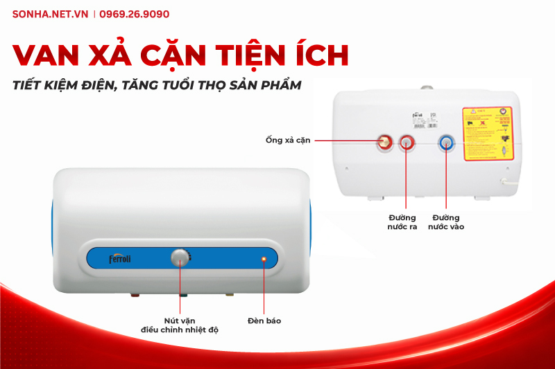 B&igrave;nh nước n&oacute;ng với van xả cặn tiện &iacute;ch