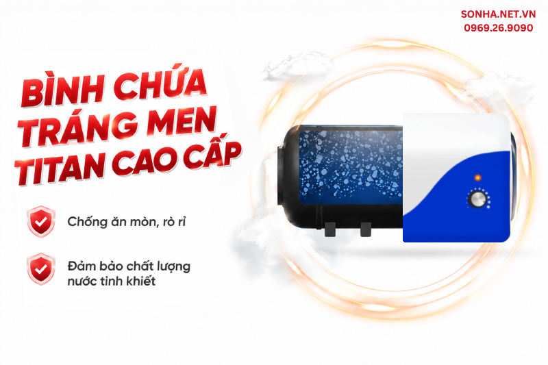 B&igrave;nh chứa được tr&aacute;ng men Titan cao cấp