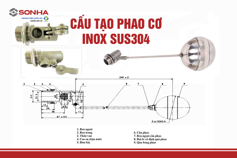 Cấu tạo phao cơ inox SUS304