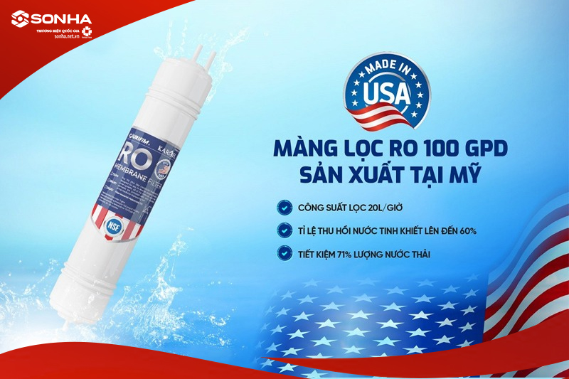 KAQ-U05 PRO được trang bị màng lọc RO 100 GPD Purifim