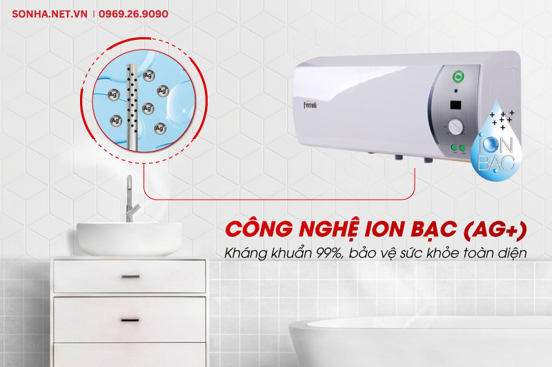 C&ocirc;ng nghệ Bạc (Ag+) đảm bảo nước n&oacute;ng lu&ocirc;n sạch khuẩn