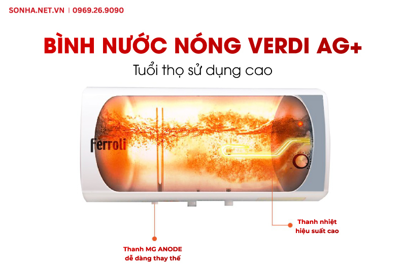 Tuổi thọ sử dụng cao với thanh nhiệt tr&aacute;ng men hiệu suất cao