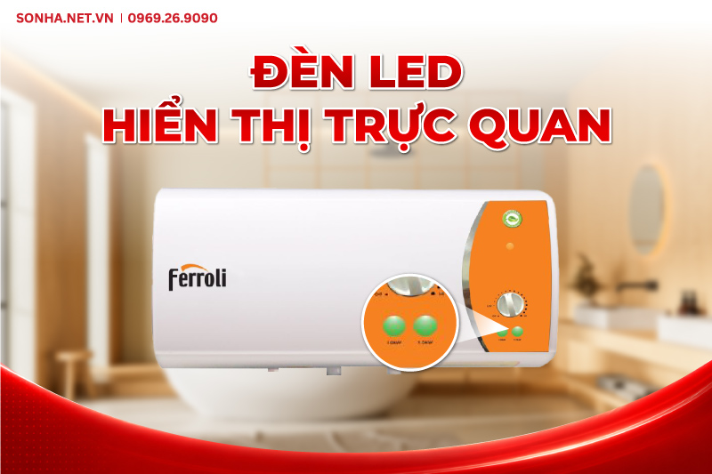 Bình nước nóng VERDI 30L trang bị đèn LED hiện đại