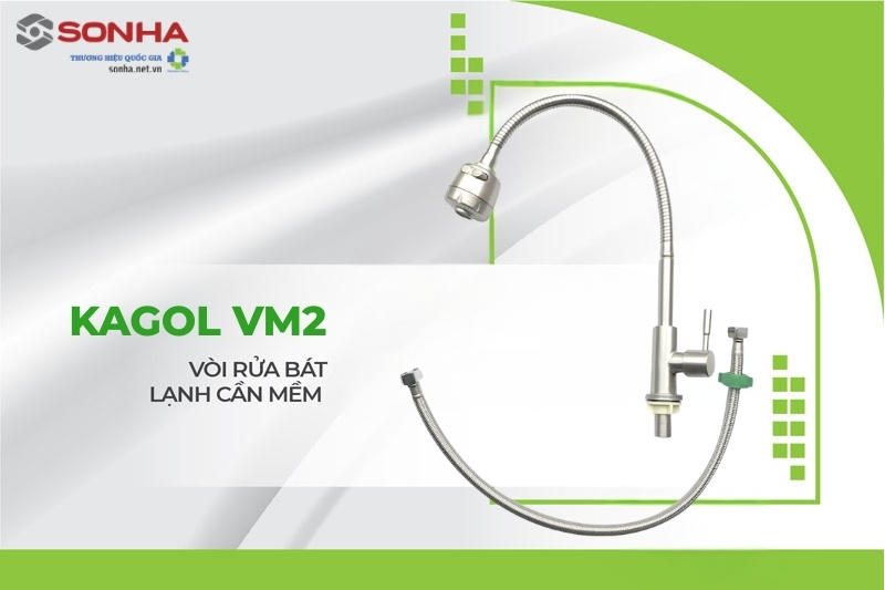Siêu phẩm vòi rửa bát chén Kagol VM2 1 đường nước lạnh cần mềm