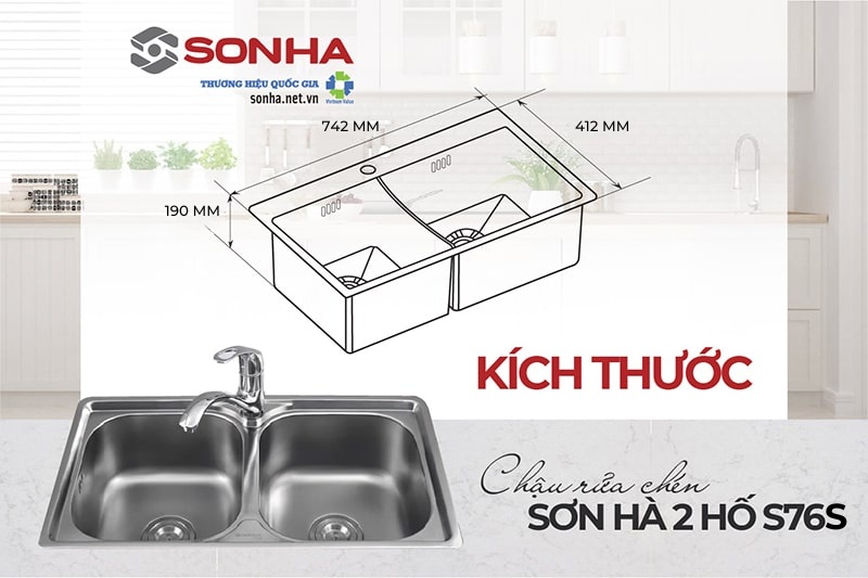 Thông số kỹ thuật chậu rửa bát Sơn Hà S76S