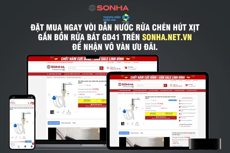 Sonha.net.vn - Địa chỉ số 1 đặt mua vòi dẫn nước rửa chén GD41