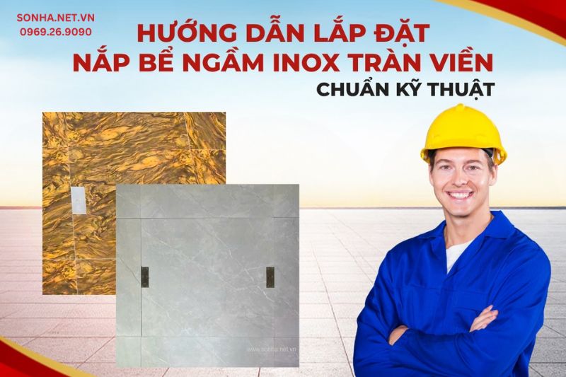Hướng dẫn lắp đặt nắp bể nước ngầm inox tr&agrave;n viền 1000x1000 chịu tải 500Kg