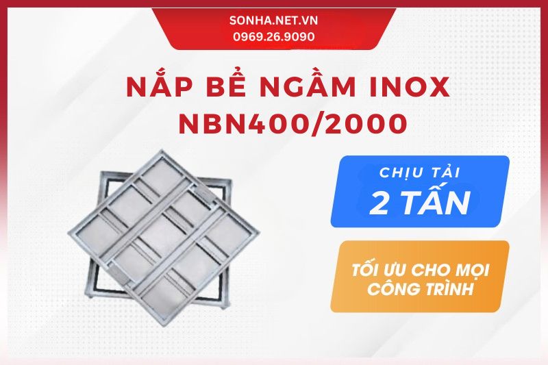 Nắp bể ngầm inox 400x400, chịu tải 2 tấn