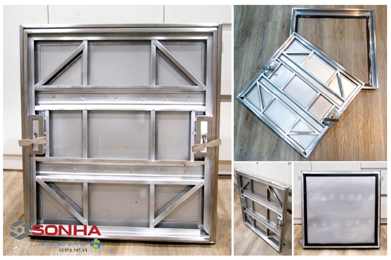 Nắp bể ngầm inox trong nhà 500x500 chịu tải 2 tấn