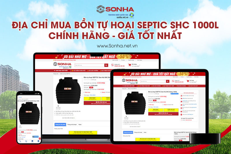 Sonha.net.vn - Địa chỉ uy tín mua bể phốt Sơn Hà SHC đứng 1000L