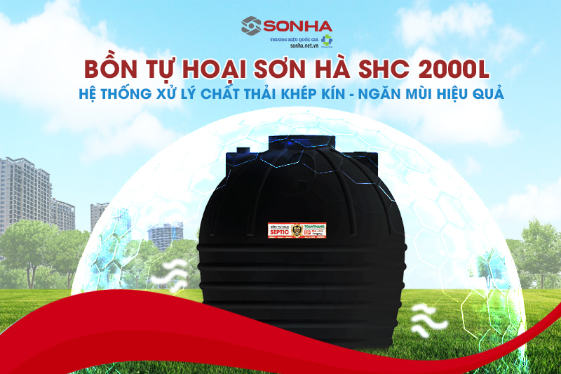 Bồn tự hoại septic SHC đứng của Sơn Hà đảm bảo ngăn mùi hiệu quả