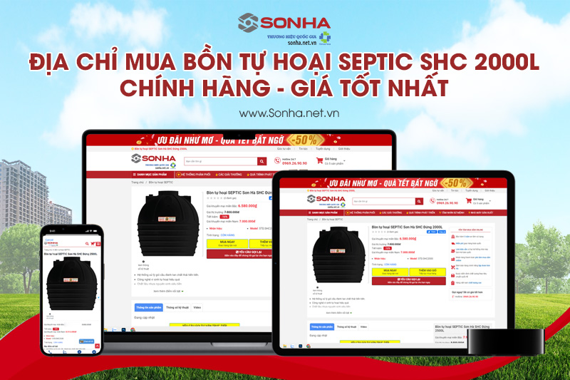 Sonha.net.vn - Địa chỉ uy tín mua bể phốt Sơn Hà SHC đứng 2000L