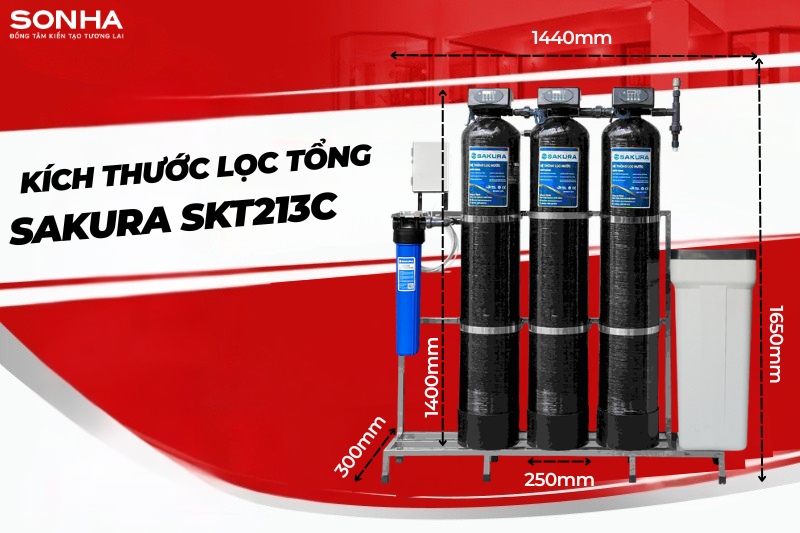 K&iacute;ch thước hệ thống lọc nước tổng đầu nguồn Sakura SKT213C