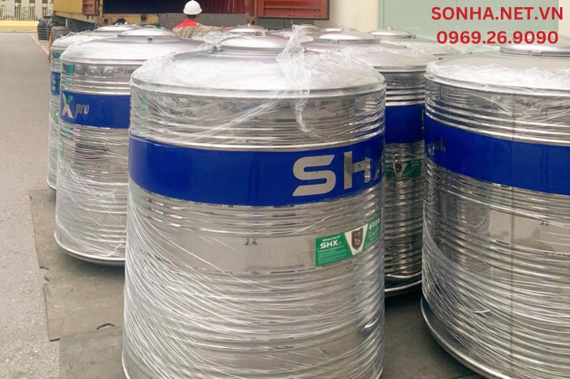 Hình ảnh lắp đặt thực tế bồn nước inox Sơn Hà Xanh SHX