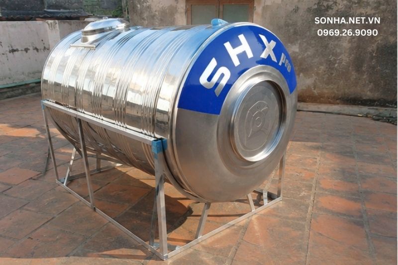 Hình ảnh lắp đặt thực tế bồn nước Inox Sơn Hà Xanh SHX Ngang