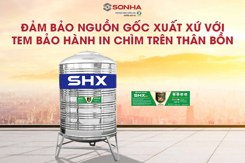 Tem bảo hành được in chìm trên thân bồn