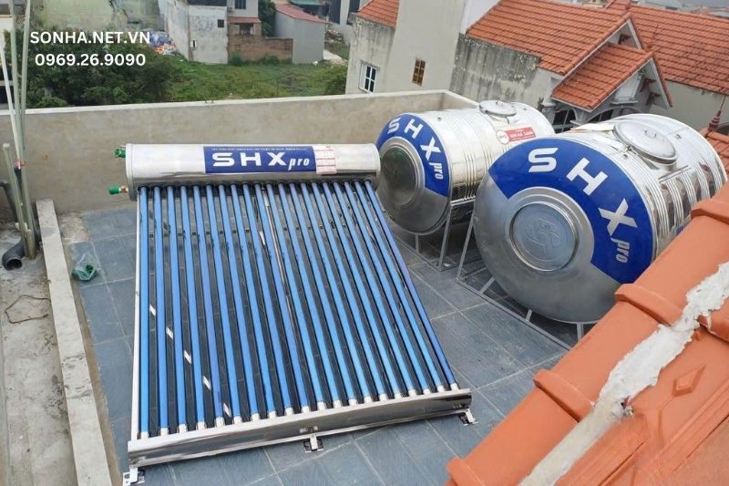 H&igrave;nh ảnh lắp đặt thực tế bồn nước Inox Sơn H&agrave; Xanh SHX 2500L Ngang (F1380)