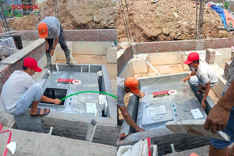 Hình ảnh lắp đặt bể nước chôn ngầm inox Sakura